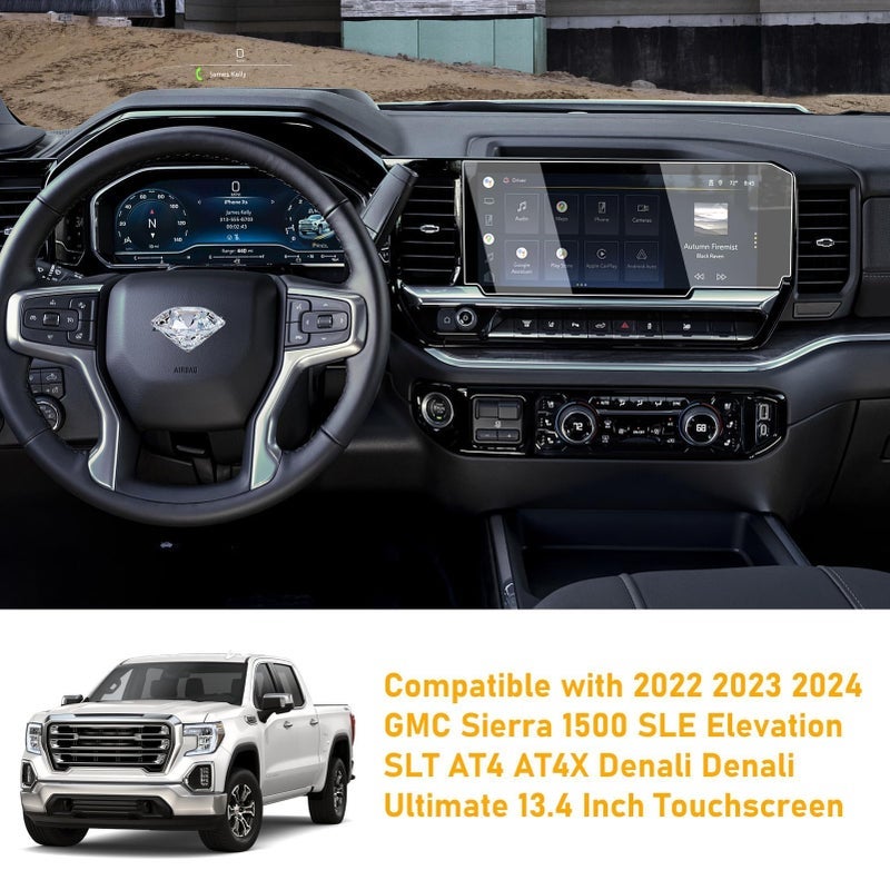 Moonlinks Tempered Glass Screen Protector 13.4" Compatible with 2022-2025 Chevy Silverado GMC Sierra 1500/2500/3500 Navigation Touchscreen Protector High Definition 9H Hardness Anti-Fingerprint - Image 3